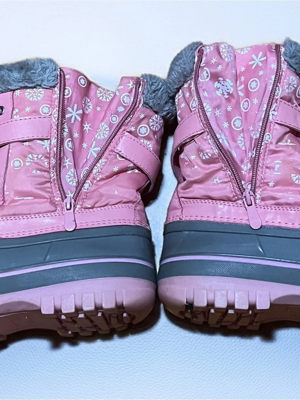 Kids Pink Winter Snow Boots with Faux Fur Lining